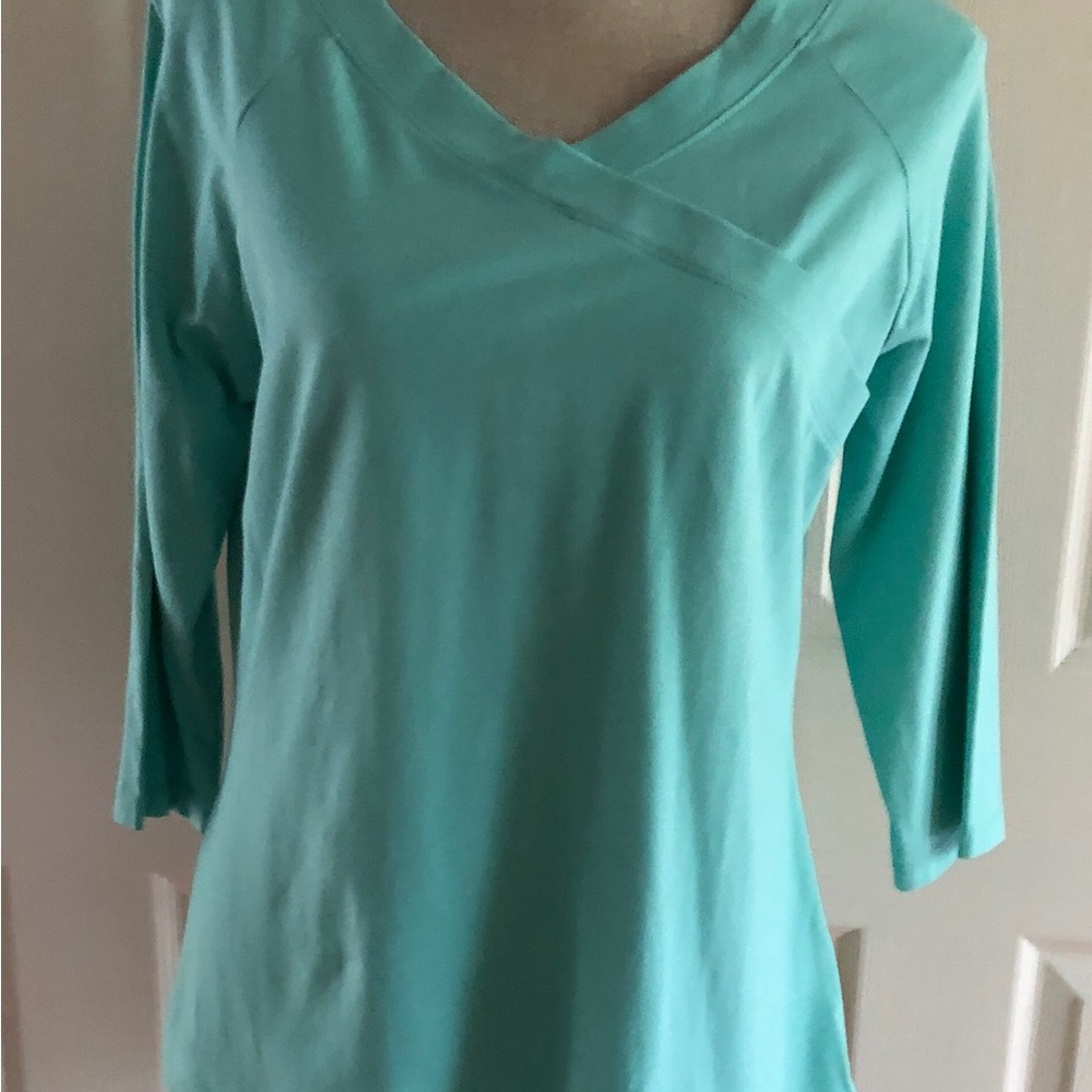 Women's Nic + Zoe Reversable Turquise Top L
